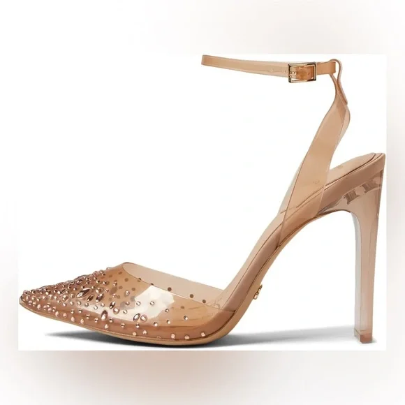 NIB ALDO x Disney Glass Slipper Heel Pump Bone Nude SZ 8.5 - Picture 4 of 8